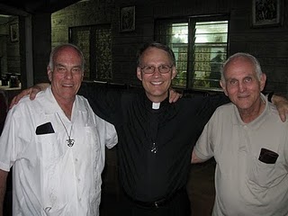 Fr David Burrell, CSC, on the left and Fr Pat Neary in the center
