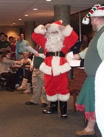 Santa visits Moreau Seminary party